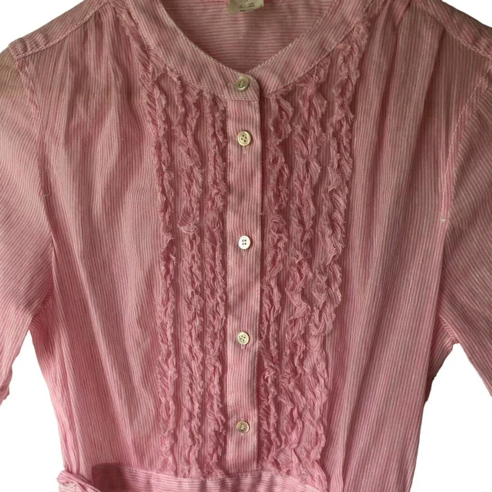J. Crew Pink Midi Dress with Tie Waist and Pintuck Front